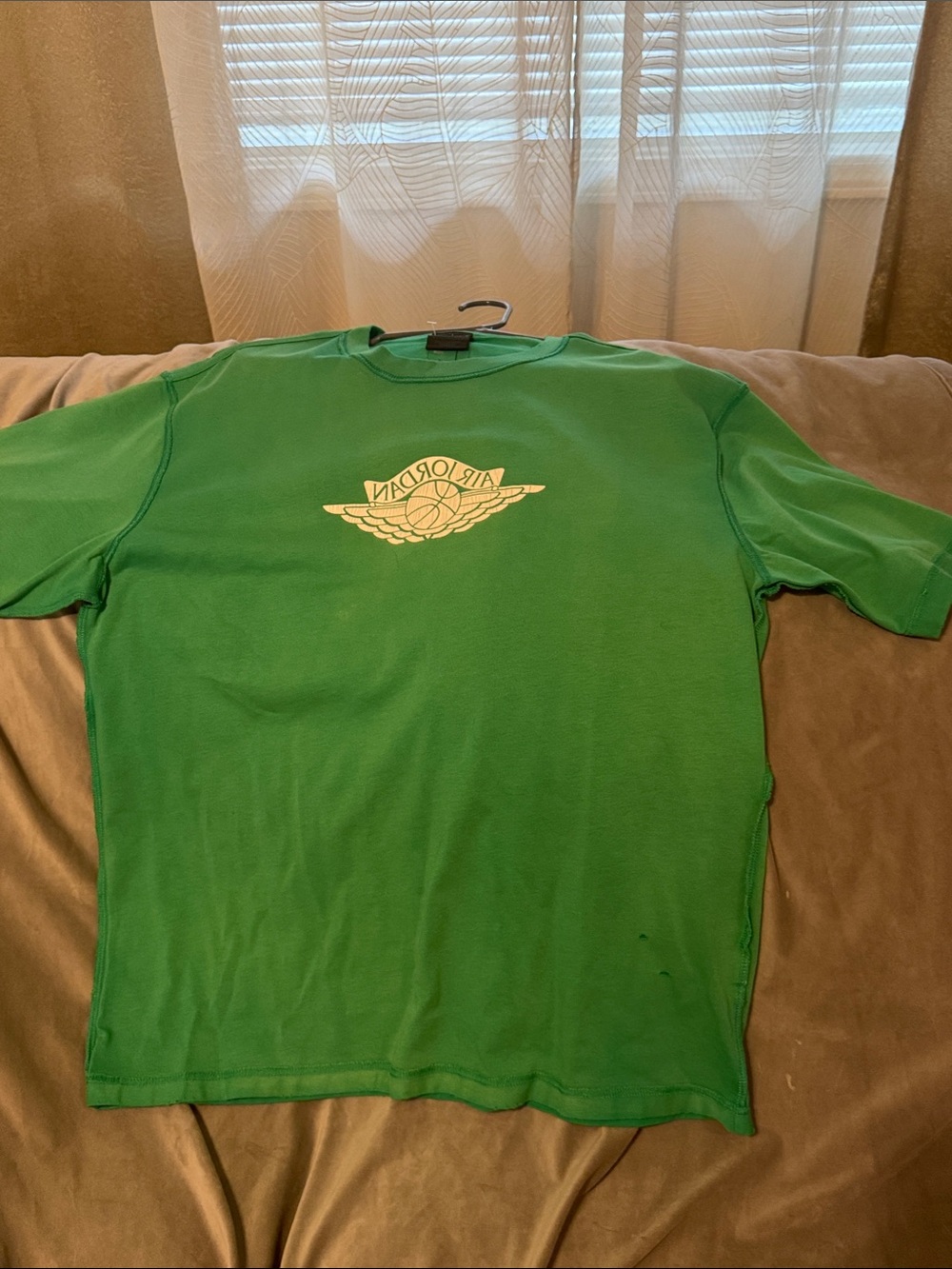 Jordan Green Short Sleeve Tee with White Wings Logo